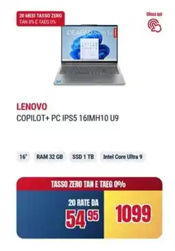 Trony LENOVO COPILOT+ PC IPS5 16IMH10 U9 offerta