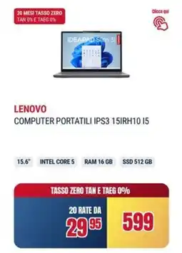 Trony LENOVO COMPUTER PORTATILI IPS3 15IRH10.15 offerta