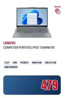 Trony LENOVO COMPUTER PORTATILI IPS3 15AMN8 R5 offerta