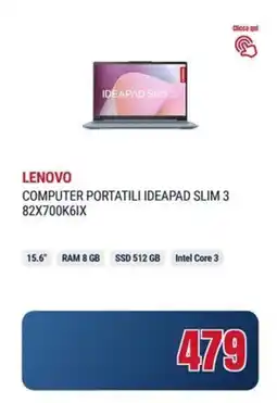 Trony LENOVO COMPUTER PORTATILI IDEAPAD SLIM 3 82X700K6IX offerta