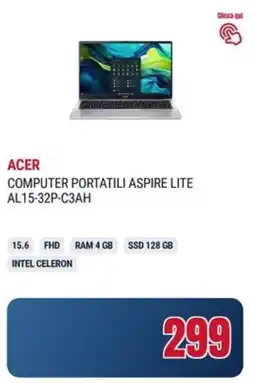 Trony ACER COMPUTER PORTATILI ASPIRE LITE AL15-32P-C3AH offerta