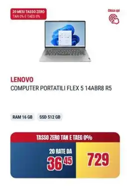 Trony LENOVO COMPUTER PORTATILI FLEX 5 14ABR8 R5 offerta