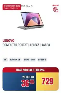 Trony LENOVO COMPUTER PORTATILI FLEX5 14ABR8 offerta
