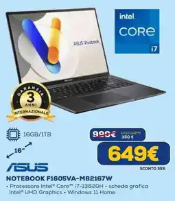 Euronics ASUS NOTEBOOK F1605VA-MB2167W offerta
