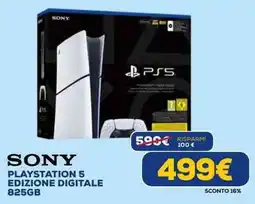 Euronics SONY PLAYSTATION 5 EDIZIONE DIGITALE 825GB offerta