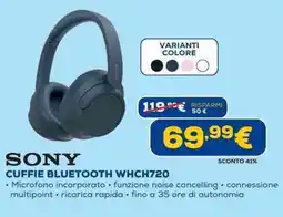 Euronics SONY CUFFIE BLUETOOTH WHCH720 offerta