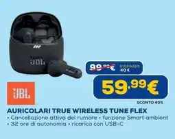 Euronics Jbl auricolari true wireless tune flex offerta