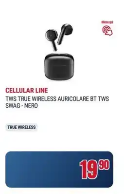 Trony Cellular line tws true wireless auricolare bt tws swag-nero offerta