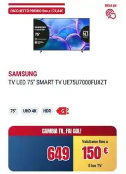 Trony SAMSUNG TV LED 75" SMART TV UE75U7000FUXZT offerta
