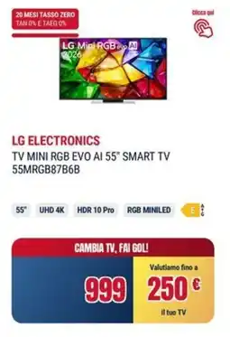 Trony LG ELECTRONICS TV MINI RGB EVO AI 55" SMART TV 55MRGB87B6B offerta