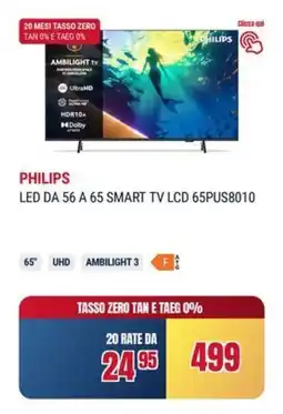 Trony PHILIPS LED DA 56 A 65 SMART TV LCD 65PUS8010 offerta
