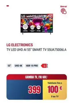 Trony LG ELECTRONICS TV LED UHD AI 55" SMART TV 55UA75006LA offerta