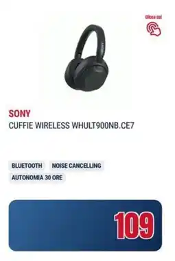 Trony Sony cuffie wireless WHULT900NB.CE7 offerta