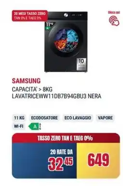 Trony Samsung LAVATRICEWW11DB7B94GBU3 NERA offerta
