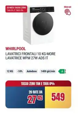 Trony Whirlpool lavatrici frontali 10 kg-more lavatrice wpm 27W ads it offerta