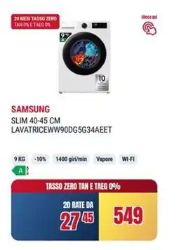 Trony SAMSUNG SLIM 40-45 CM LAVATRICEWW90DG5G34AEET offerta