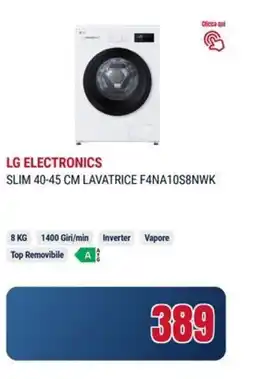 Trony LG ELECTRONICS SLIM 40-45 CM LAVATRICE F4NA10S8NWK offerta