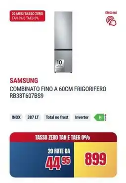 Trony SAMSUNG COMBINATO FINO A 60CM FRIGORIFERO RB38T607BS9 offerta