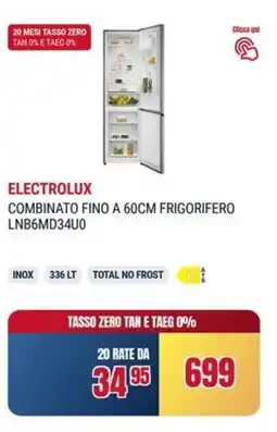 Trony ELECTROLUX COMBINATO FINO A 60CM FRIGORIFERO LNB6MD34U0 offerta