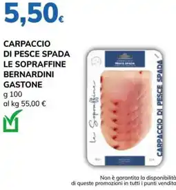 Basko Carpaccio di pesce spada le sopraffine bernardini gastone offerta