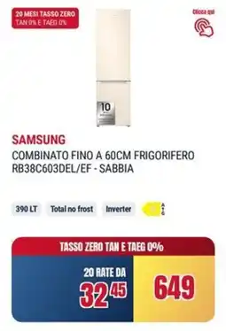 Trony SAMSUNG COMBINATO FINO A 60CM FRIGORIFERO RB38C603DEL/EF - SABBIA offerta