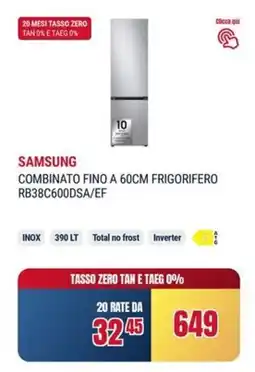 Trony SAMSUNG COMBINATO FINO A 60CM FRIGORIFERO RB38C600DSA/EF offerta