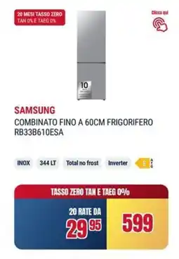 Trony SAMSUNG COMBINATO FINO A 60CM FRIGORIFERO RB33B610ESA offerta