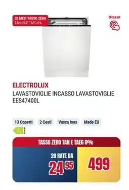 Trony ELECTROLUX LAVASTOVIGLIE INCASSO LAVASTOVIGLIE EES47400L offerta