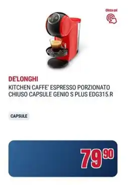 Trony De'longhi kitchen caffe' espresso porzionato chiuso capsule genio s plus EDG315.R offerta