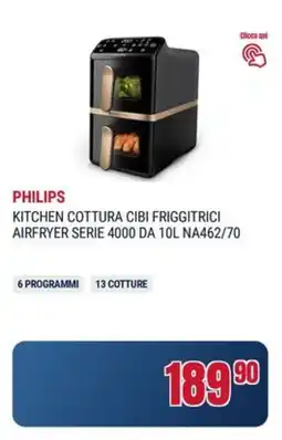 Trony Philips kitchen cottura cibi friggitrici airfryer serie 4000 DA 10L NA462/70 offerta