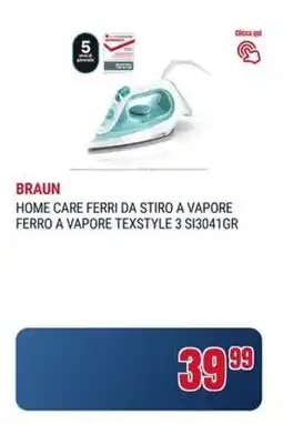 Trony Braun home care ferri da stiro a vapore ferro a vapore texstyle 3 SI3041GR offerta
