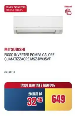 Trony Mitsubishi fisso inverter pompa calore climatizzaore MSZ-DW35VF offerta