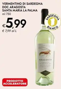 Bennet Vermentino di sardegna doc aragosta santa maria la palma offerta