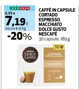 Coop CAFFÈ IN CAPSULE CORTADO ESPRESSO MACCHIATO DOLCE GUSTO NESCAFÉ offerta