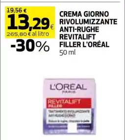 Coop CREMA GIORNO RIVOLUMIZZANTE ANTI-RUGHE REVITALIFT FILLER L'ORÉAL offerta