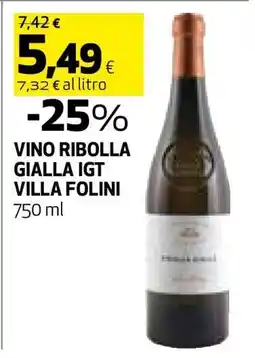 Coop VINO RIBOLLA GIALLA IGT VILLA FOLINI offerta