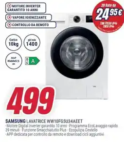 Trony SAMSUNG LAVATRICE WW10FG5U34AEET offerta