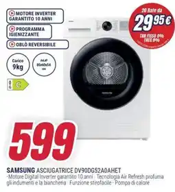 Trony SAMSUNG ASCIUGATRICE DV90DG52A0AHET offerta