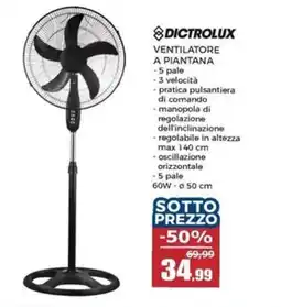 Happy Casa Dictrolux ventilatore a piantana offerta