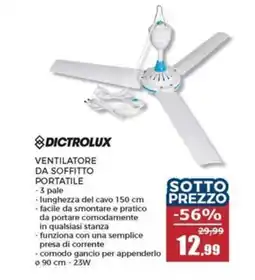 Happy Casa Dictrolux ventilatore da soffitto portatile offerta