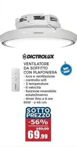 Happy Casa Dictrolux ventilatore da soffitto con plafoniera offerta