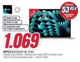 Trony APPLE MACBOOK AIR 13 M5 offerta