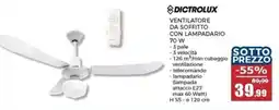 Happy Casa Dictrolux ventilatore da soffitto con lampadario 70W offerta