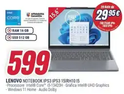 Trony LENOVO NOTEBOOK IPS3 IPS3 15IRH10.15 offerta