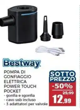 Happy Casa Bestway pompa di gonfiaggio elettrica power touch pocket offerta