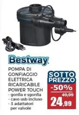 Happy Casa Bestway pompa di gonfiaggio elettrica ricaricabile power touch offerta