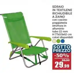 Happy Casa Sdraio in textilene richiudibile a zaino offerta