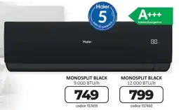 Trony Haier monosplit black 9.000 BTU/h offerta