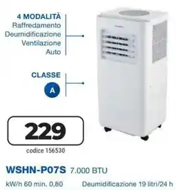 Trony Hyundai 4 modalità WSHN-PO7S 7.000 BTU offerta