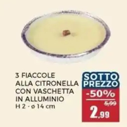 Happy Casa 3 fiaccole alla citronella prezzo con vaschetta in alluminio offerta